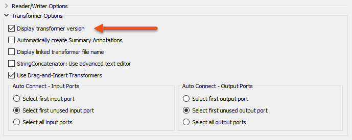 Checking display transformer version